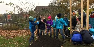 LandverWALDung - Kinder pflanzen Bäume und arbeiten an einer sozialen Plastik